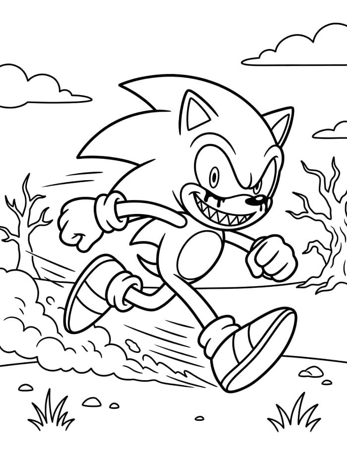 Coloriage Sonic exe de dessin animé