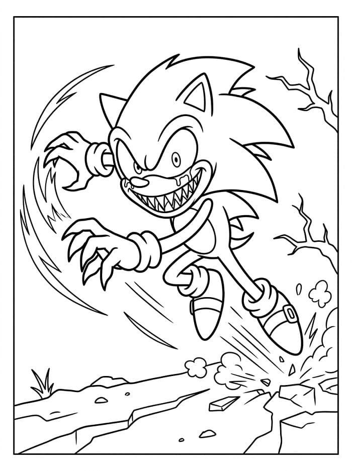 Coloriage Sonic exe effrayant