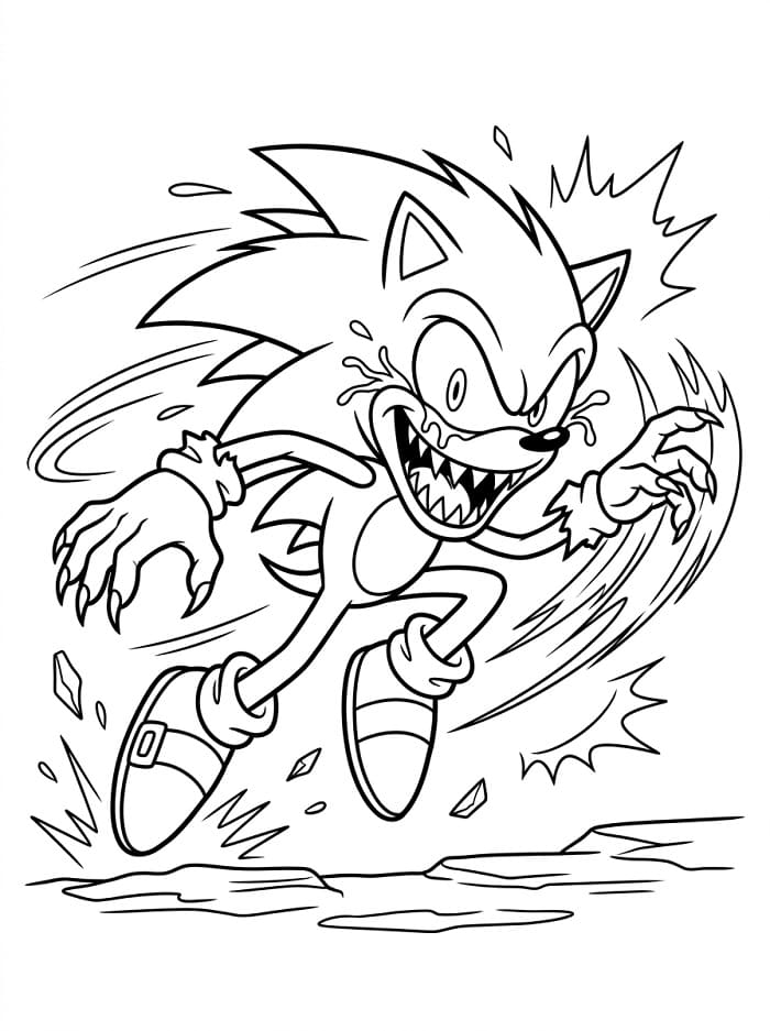 Coloriage Sonic Exe Imprimable Gratuit Pour les Enfants