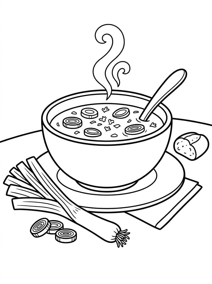 Coloriage Soupe aux poireaux