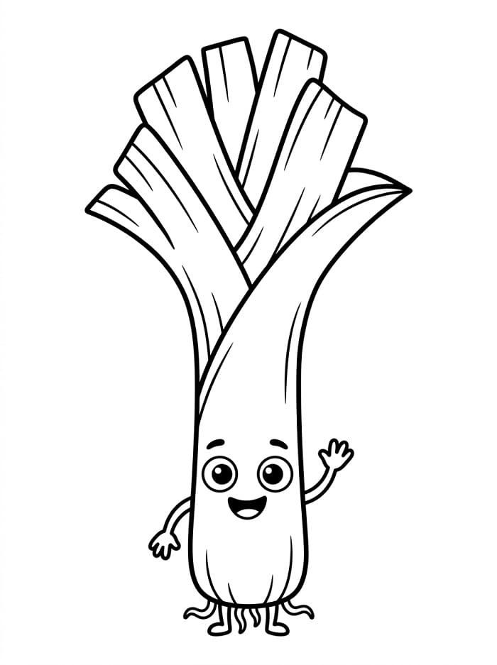 Coloriage Un poireau mignon