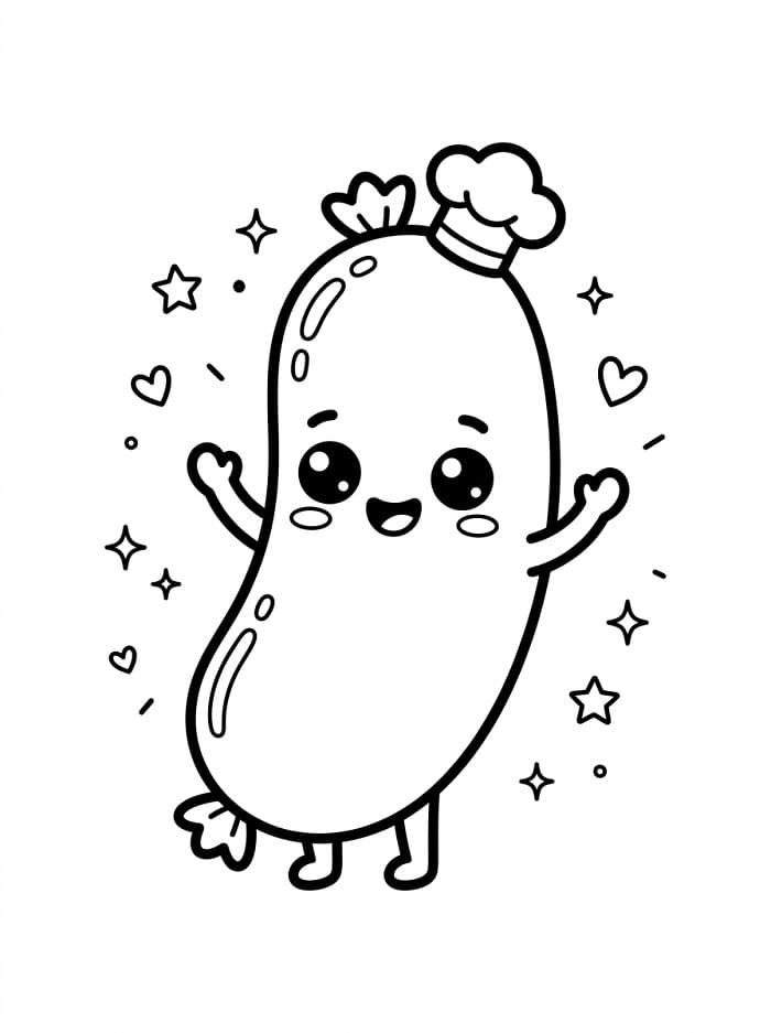 Coloriage Une saucisse kawaii