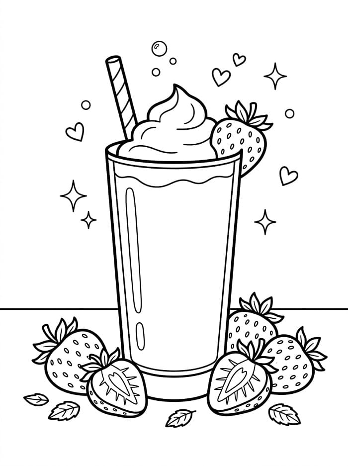 Coloriage Verre à smoothie aux fraises